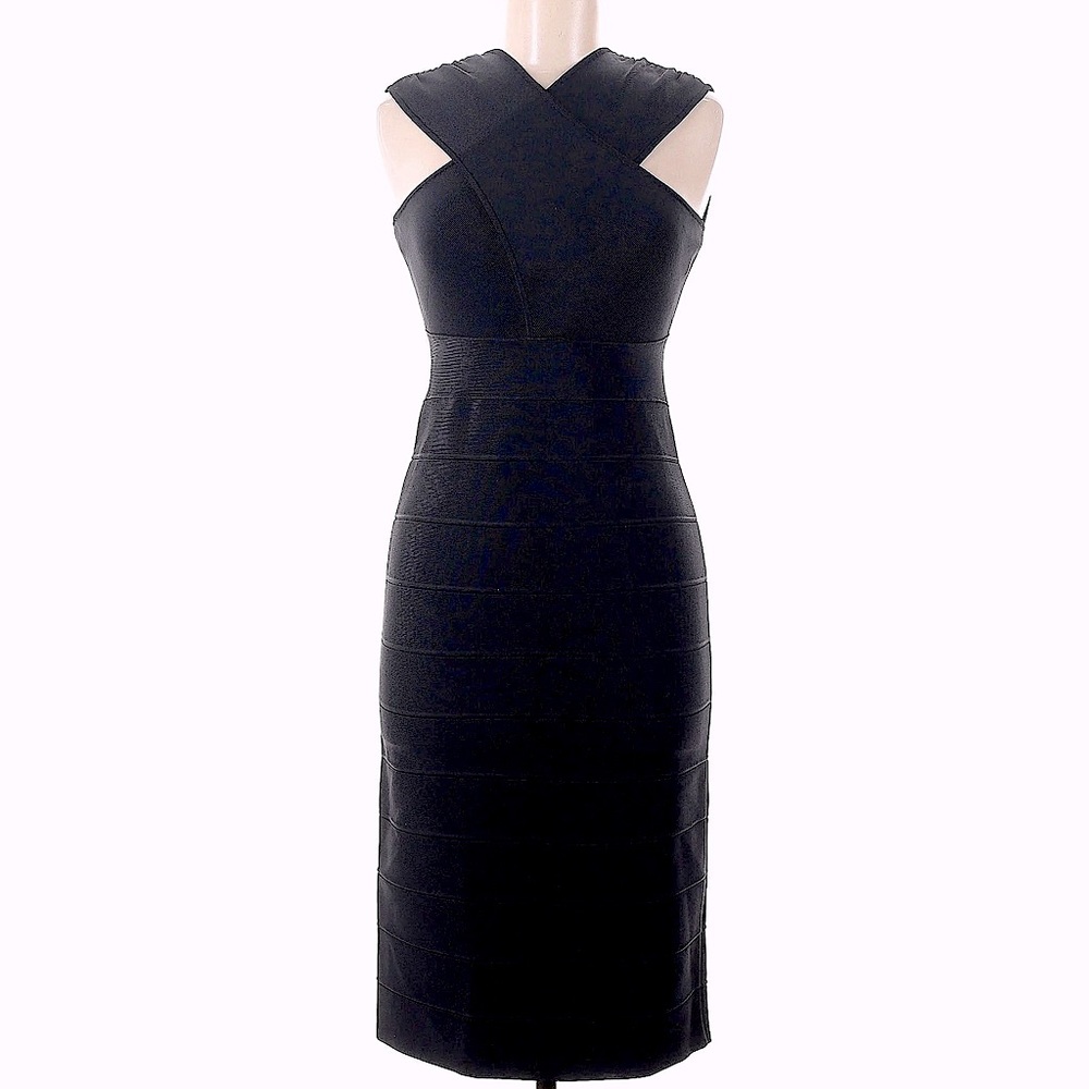 NWT Herve Leger Black Bodycon Midi Size M